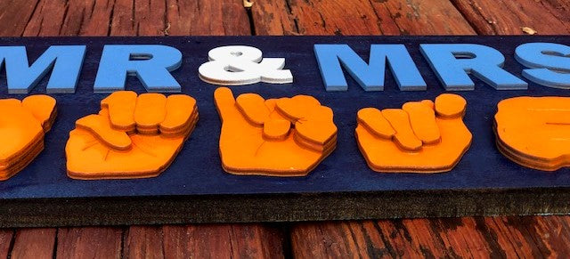 Small English Top and 3D Big ASL Bottom Name Board