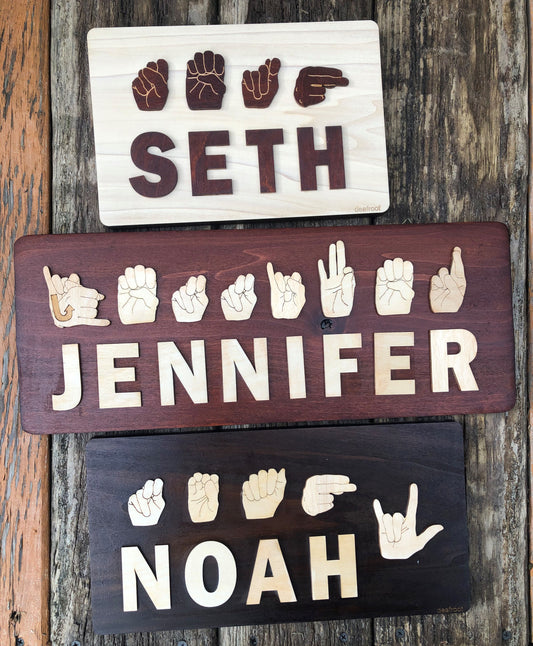 Flat ASL & English Name Board