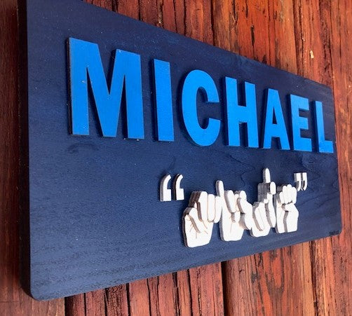 English Top with 3D ASL Bottom Name Board