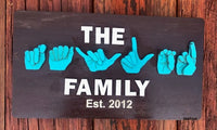 The Family with 3D ASL Year Estalished Name Board